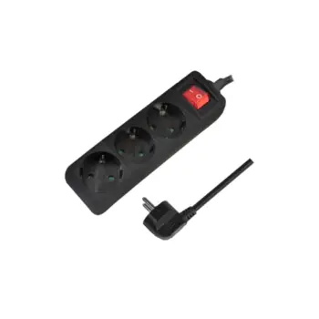 Prizë Elektrike LogiLink 3 Way me Switch / 3x CEE 7/3 / kabllo 1.4m – Zezë