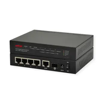 ROLINE 6-Port Gigabit PoE+ Switch 5x RJ45 + 1x SFP 4x PoE+ Ports