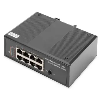 SDIGITUS Industrial Gigabit PoE Switch 7 Port + 1 PD | Unmanaged | DIN Rail | DN-651113