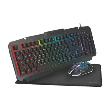 Set gaming LogiLink me tastierë maus dhe mousepad 35x25x0.4cm – Zezë