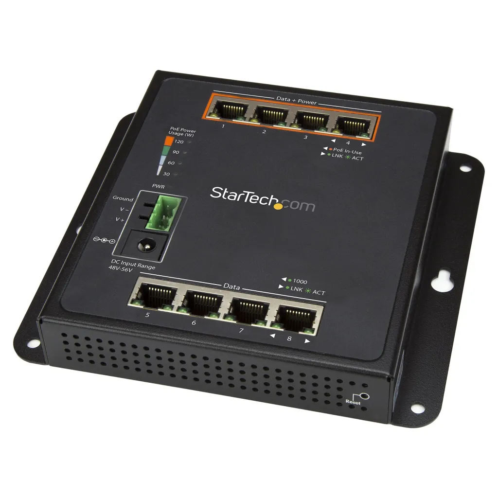 StarTech CS101-8FP 8-Port Gigabit PoE+ Switch 110W Managed Industrial Wallmount 2x SFP - 1