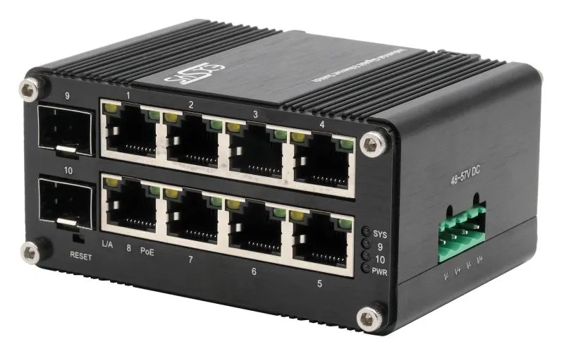 Switch EXSYS EX‑62035MPoE‑SFP / Industrial / Mini / 8+2 Port Gigabit / PoE+ / Web Managed - 1