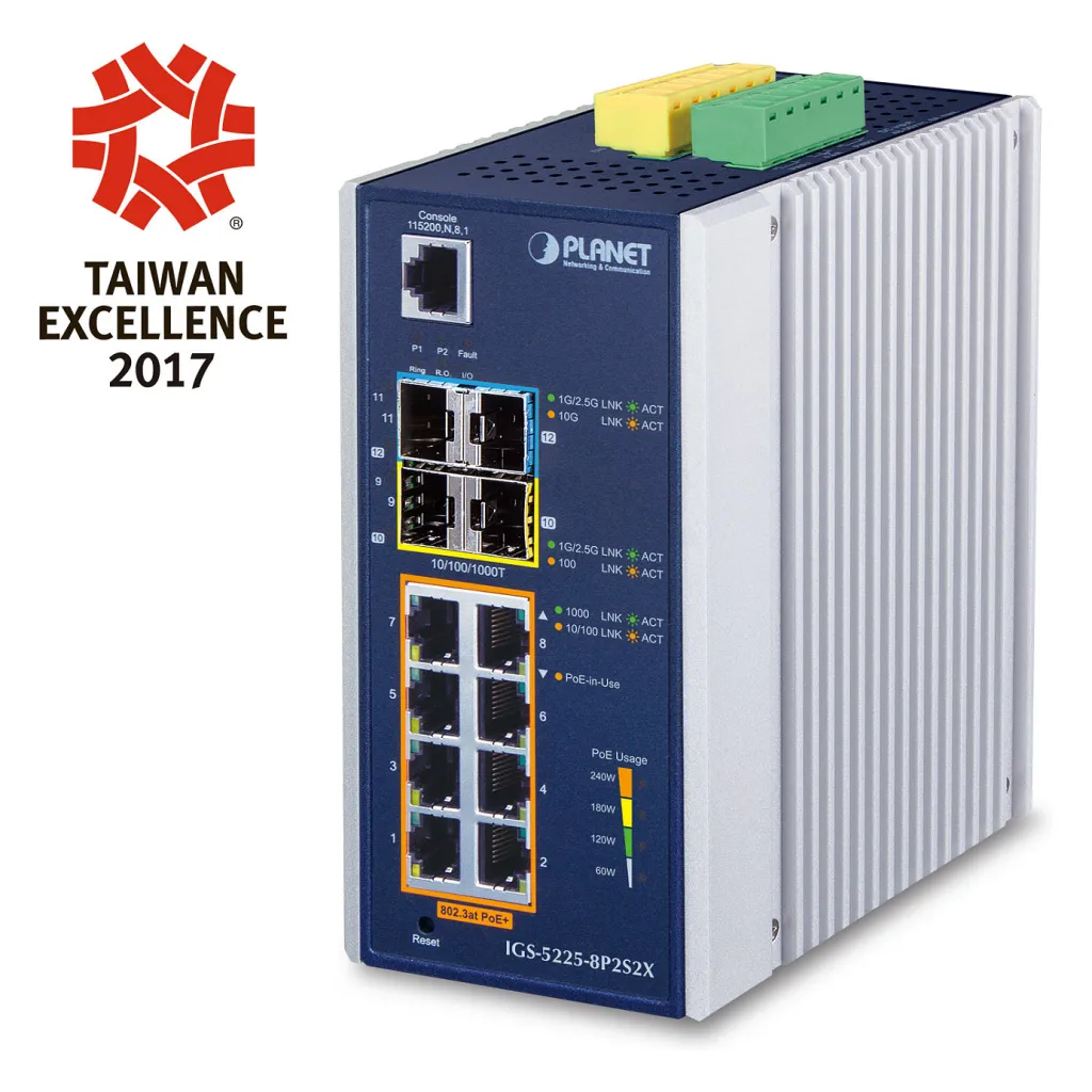 Switch PLANET Managed L3 / 8‑Port Gigabit + 2xSFP +2xSFP+ / PoE+ - 1