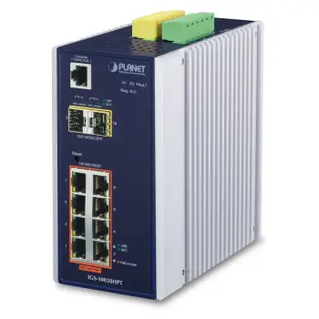 Switch PLANET / Managed L2+ / 8‑Port Gigabit + 2xSFP / PoE+ 802.3at /