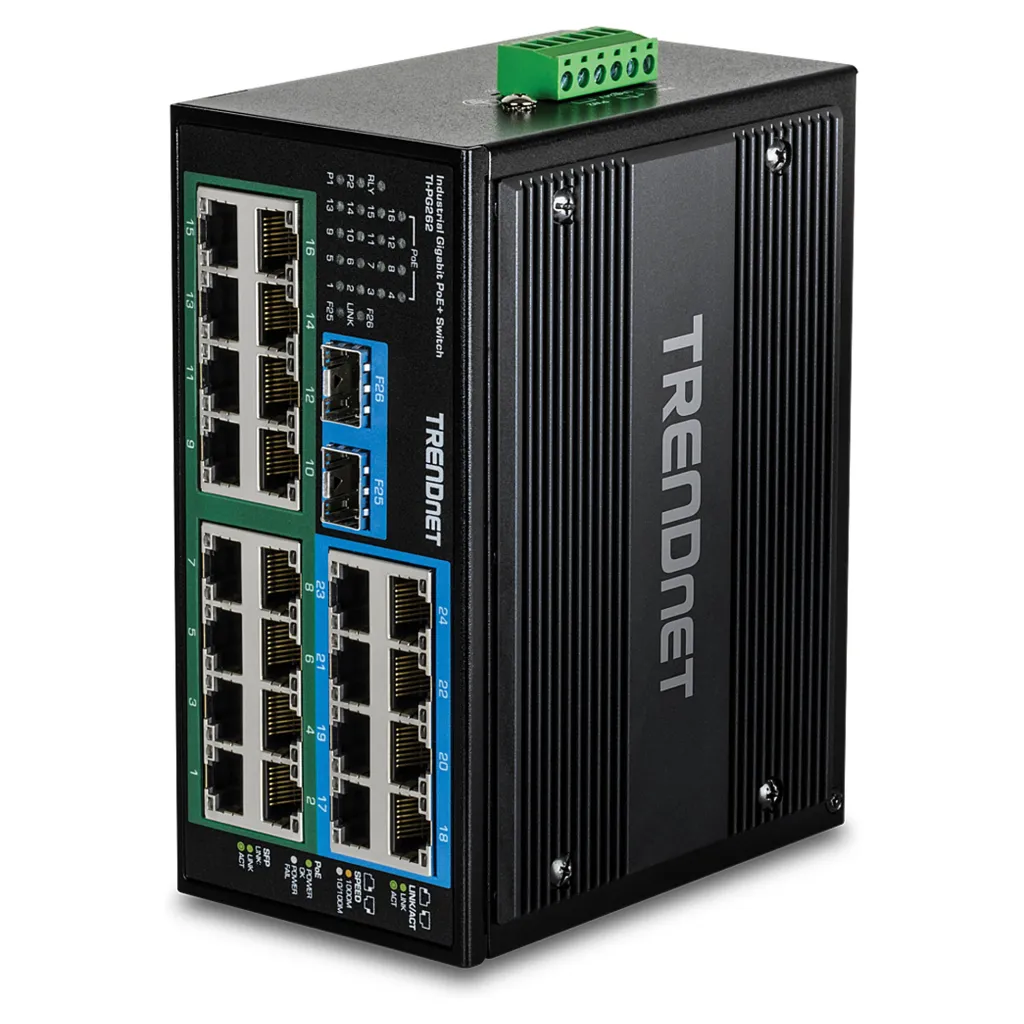 Switch TRENDnet TI‑PG262 / Unmanaged / 26‑Port Gigabit / PoE+ / DIN‑Rail - 1