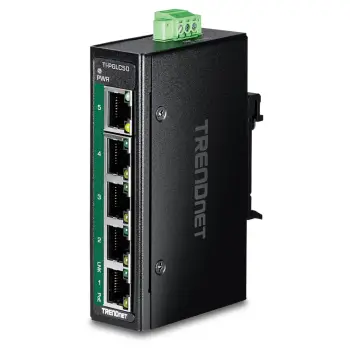 TRENDnet Industrial 5-Port Gigabit PoE+ DIN-Rail Switch 120W 4x PoE+ 1x Gigabit TI-PGLC50 Mini Industrial Switch