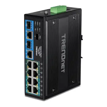 TRENDnet TI-BG104 Industrial 10-Port Gigabit PoE++ Switch 360W 2x SFP DIN-Rail Managed