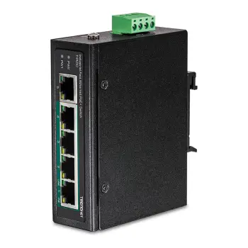 TRENDnet TI-PE50 5-Port Fast Ethernet PoE+ Industrial Switch 90W DIN-Rail Unmanaged Industrial Ethernet Switch