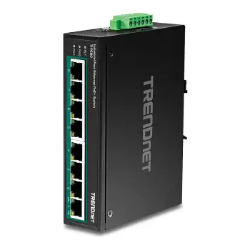 TRENDnet TI-PE80 8-Port Fast Ethernet PoE+ Industrial Switch 200W DIN-Rail Unmanaged