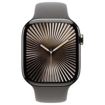 Orë e mençur Apple Watch Series 10 GPS + Cellular 46mm Natural Titanium Case with Stone Grey Sport Band - S/M