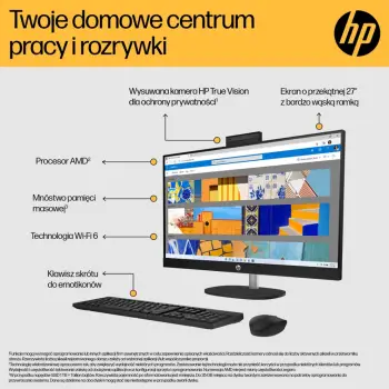 Kompjuter, HP 27-cr0222nw AMD Ryzen™ 7 7730U 68.6 cm (27 ) 1920 x 1080 px All-in-One PC 16 GB DDR4-SDRAM 512 GB SSD Windows 11 Home Wi-Fi 6 (802.11ax) White