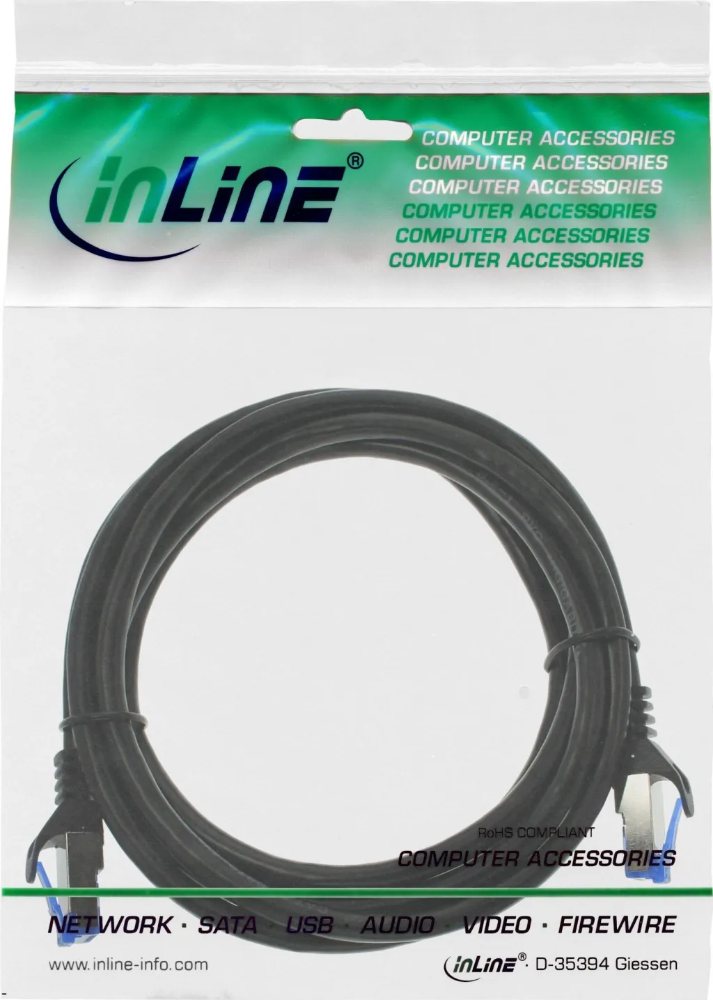Kabull rrjeti InLine Patch Cable Armored, Cat.6A, U FTP, 15m, i zi - 4