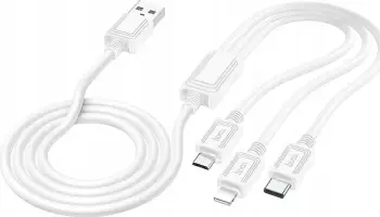 Kabllo Hoco X74 3in1 USB A në Lightning Micro USB Type C, 2A, 1m, e bardhë