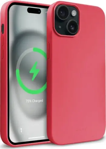 Këllëf telefoni Crong Colour Cover Magnetic MagSafe për iPhone 15, silikoni, rozë