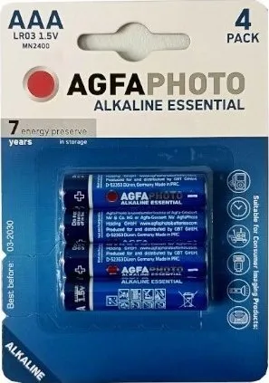 Bateri alkaline AgfaPhoto Alkaline Essential LR03 AAA, set 4 copë - 1