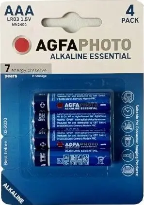 Bateri alkaline AgfaPhoto Alkaline Essential LR03 AAA, set 4 copë