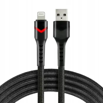 Kabllo USB Usams EverActive CBB-1IBR, 1m, Lightning, LED, e zezë