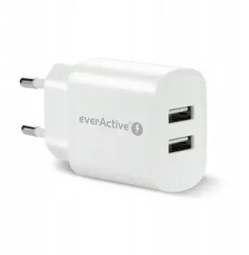 Adapter karikues everActive SC-220, 2x USB, 12W 2.4A, i bardhë