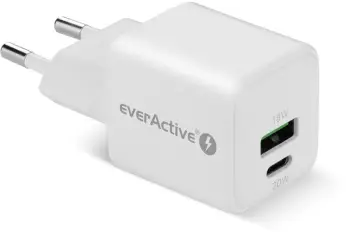 Karikues rrjeti everActive GaN SC-330Q, 20W, USB dhe USB C, i bardhë
