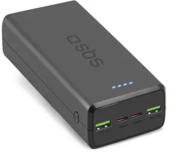 Karikues portativ Sbs 30000mAh, me kabllo karikimi, i zi