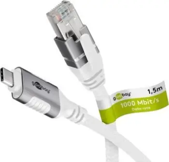 Adaptor rrjeti Goobay, USB C 3.1 në RJ45, CAT6, 1.5m, i bardhë