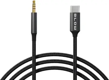 Kabllo audio USB C në 3.5mm, 1m, DAC, najlon, i zi
