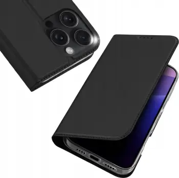 Këllëf telefoni DUX DUCIS Skin Pro Series për iPhone 16 Pro Max, me xhep karte, funksion stand, i zi