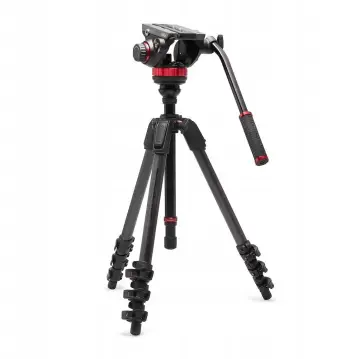 Tripod video Manfrotto 502 Head 055 CF, 4 seksione, fibër karboni, i zi