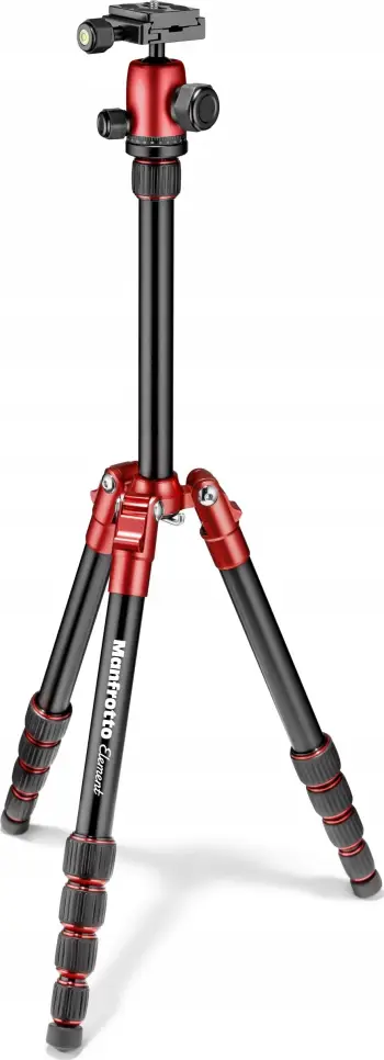 Tripod fotografik Manfrotto Element Traveller MKELES5RD-BH, kokë me top, kompakt udhëtimi, i kuq