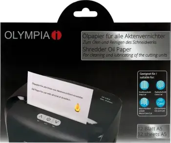 Vaj lubrifikues për grirës letre Olympia 9130, set 12 copë, transparent