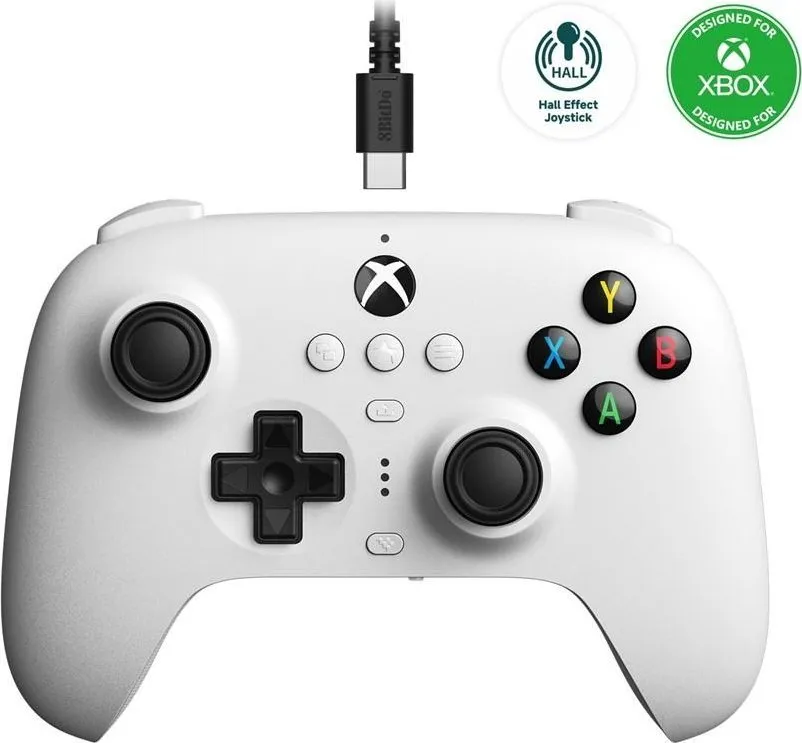 Gamepad 8BitDo Ultimate Wired për Windows, Hall Effect joysticks, i bardhë - 1