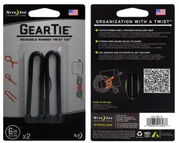Organizues kabllosh Nite Ize Gear Tie 6", set 2 copë, i zi