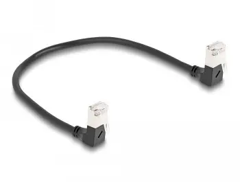 Kabllo rrjeti Delock RJ45 Cat6a, S/FTP Slim, 0.25m, e zezë