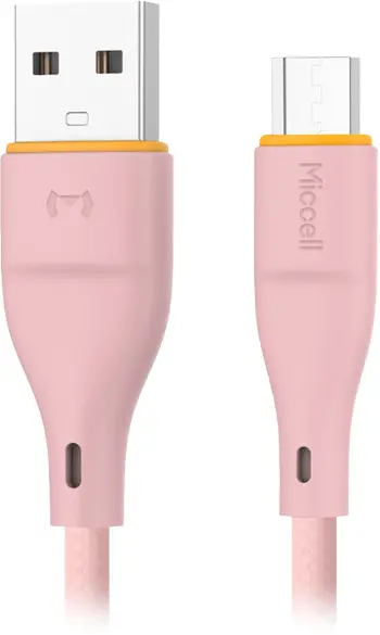 Kabllo USB Miccell VQ D06, USB A në microUSB, 1m, rozë