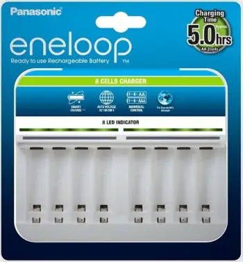 Karikues baterish Panasonic Eneloop BQ-CC63E, për 8x AA AAA, me LED tregues, i bardhë