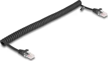 Kabllo rrjeti DeLOCK RJ45 Cat.5e, spiral, 1m, e zezë