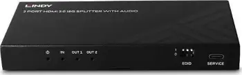 Ndarës HDMI Lindy 2 Port, 8K 60Hz, audio optike dhe 3.5mm, i zi