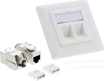 Kuti murale rrjeti InLine 76832A, 2 porta RJ45 CAT 6a, e bardhë
