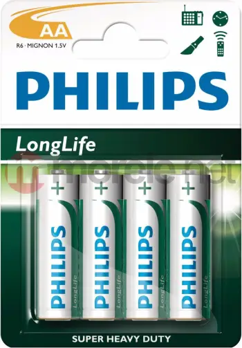Bateri AA Philips LongLife R6, 4 copë