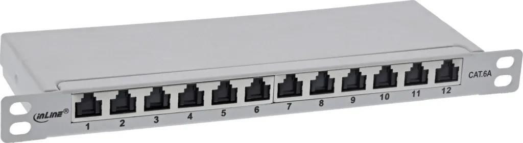 Patch panel InLine 10", Cat.6A, 12 porta, gri e hapur - 1