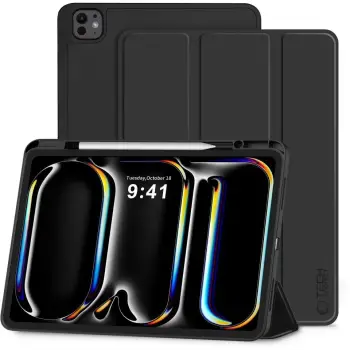Mbulesë tablet Tech-Protect SC Pen për iPad Pro 13" M4 M5 2024 2025, me mbajtëse stylus, e zezë