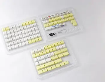Set keycaps tastiere Ducky X Fallout, 132 taste PBT Cherry profile, UK ISO, e bardhë e verdhë