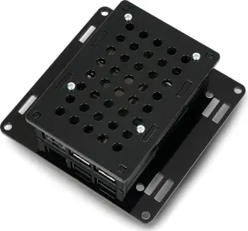 Kuti Raspberry Pi 5 VESA V2, për montim në monitor, akrilik, e zezë