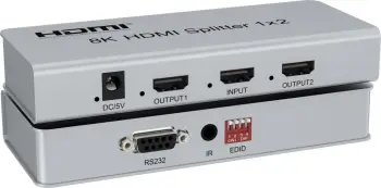 Ndarës HDMI PremiumCord 2.1 1x2, 8K 60Hz, 4K 120Hz, gri