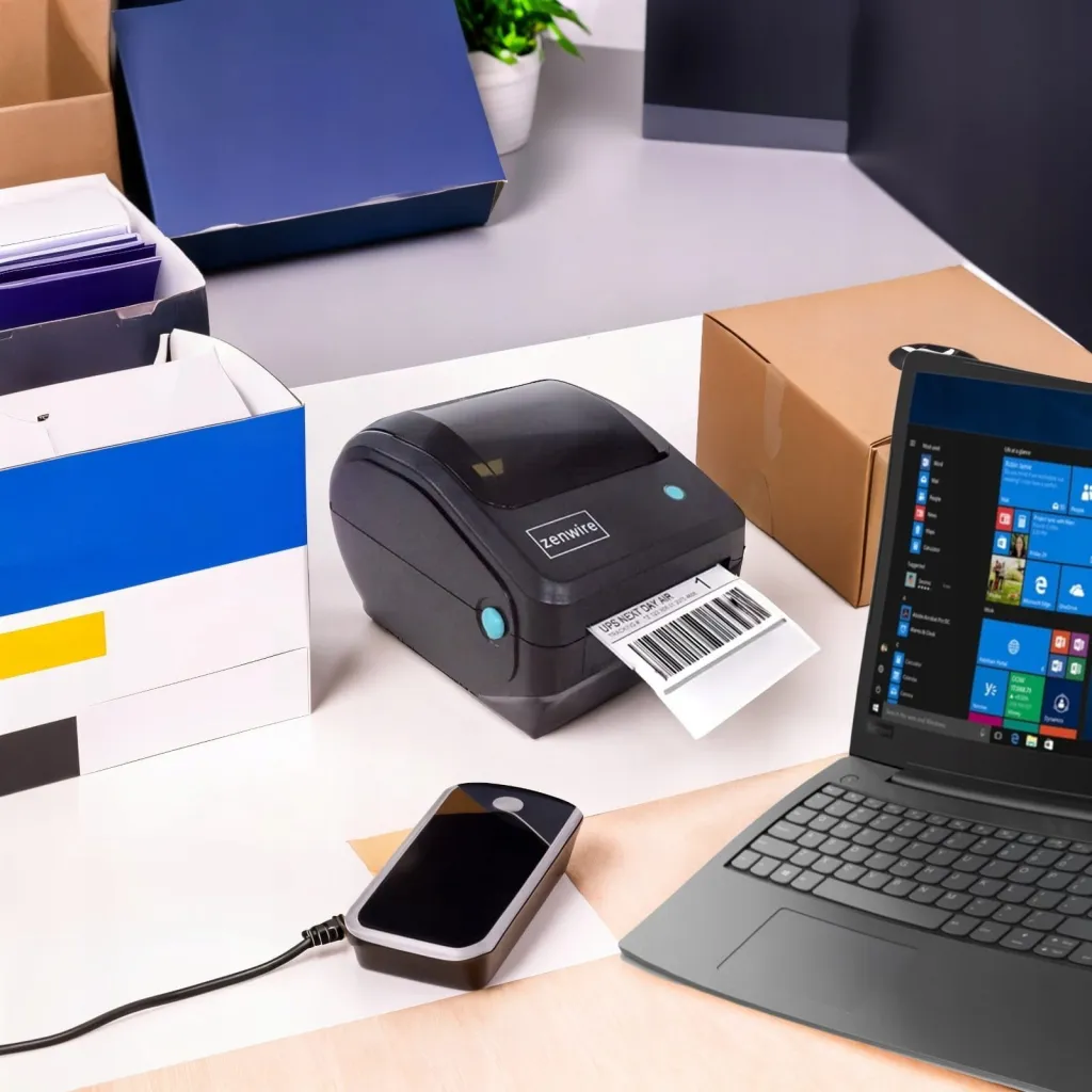 Printer termik etiketa Zenwire TD-401, WiFi Bluetooth USB, i bardhë - 2