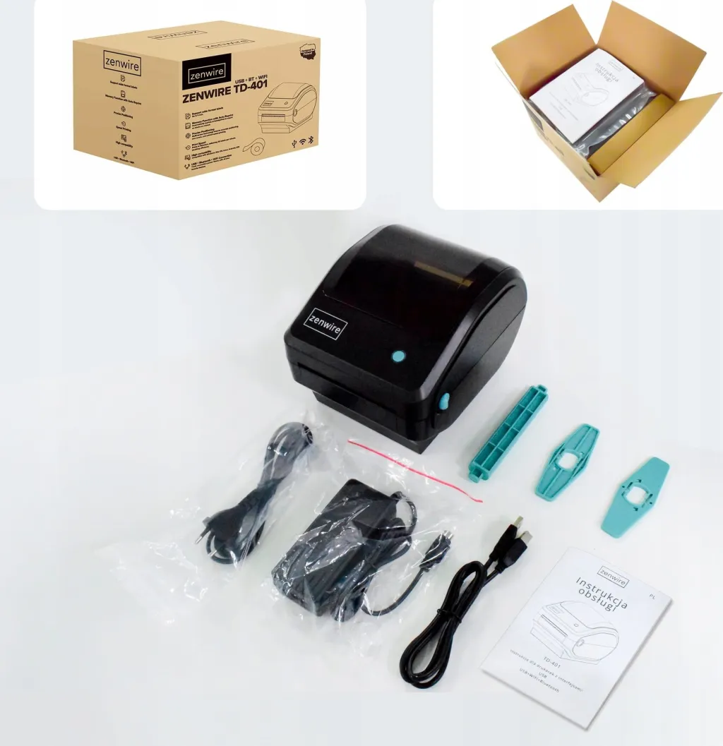 Printer termik etiketa Zenwire TD-401, WiFi Bluetooth USB, i bardhë - 4