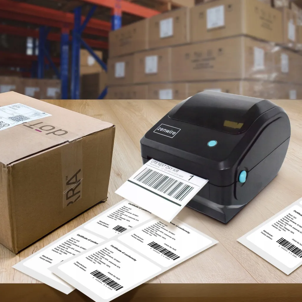 Printer termik etiketa Zenwire TD-401, WiFi Bluetooth USB, i bardhë - 5