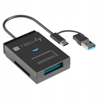 Adapter SSD M.2 Techly 622298, USB A USB C, NVMe SATA, me lexues karte SD TF, i zi