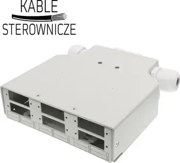 Kuti optike DIN rail, 6x SC duplex, me faceplate, gri