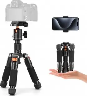 Tripod tavoline K&amp;F Concept Mini Desktop, 20.5 52cm, kokë 360°, i zi